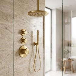 Aquanello Eterna Inbyggt duschset PVD-guld termostat 2 avstängningskranar ET-S-SET2-1-60